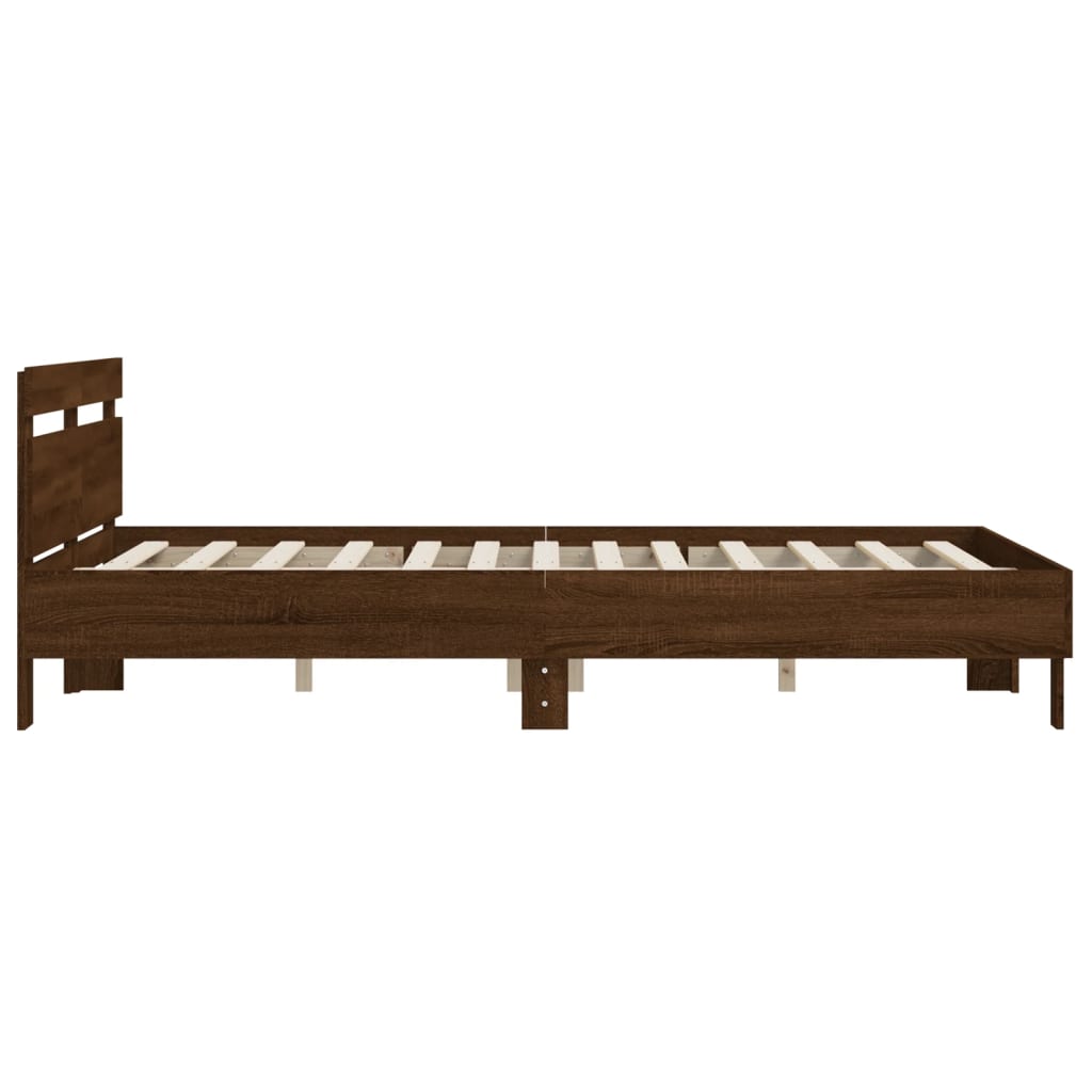 Sengeramme med hodegavl brun eik 150x200 cm konstruert tre