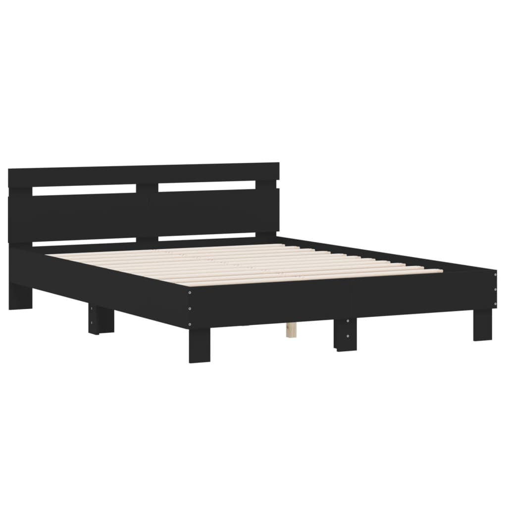 Sengeramme med hodegavl svart 140x200 cm konstruert tre