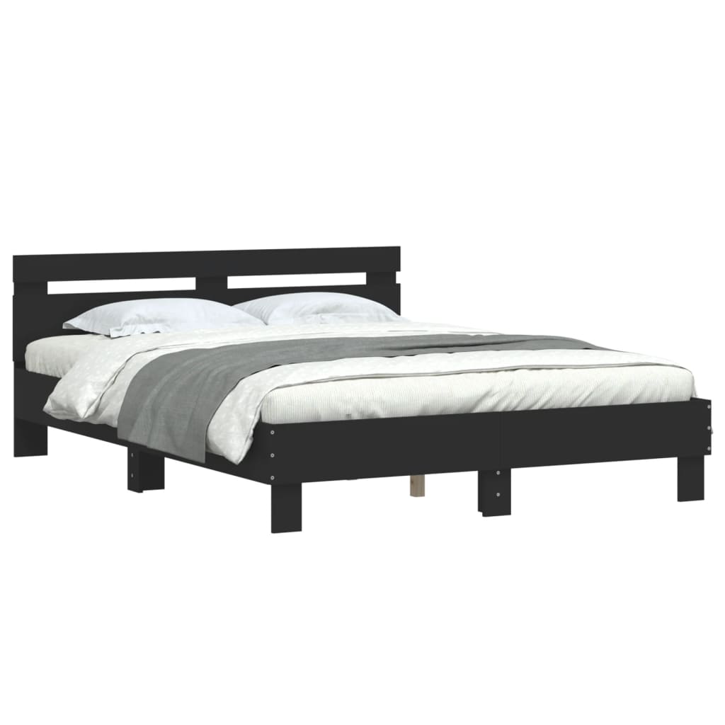 Sengeramme med hodegavl svart 140x200 cm konstruert tre