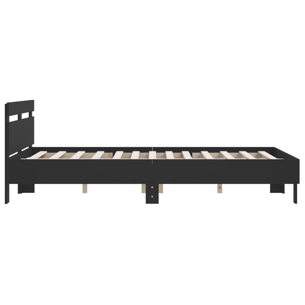 Sengeramme med hodegavl svart 140x200 cm konstruert tre