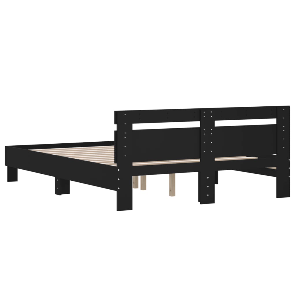 Sengeramme med hodegavl svart 140x200 cm konstruert tre