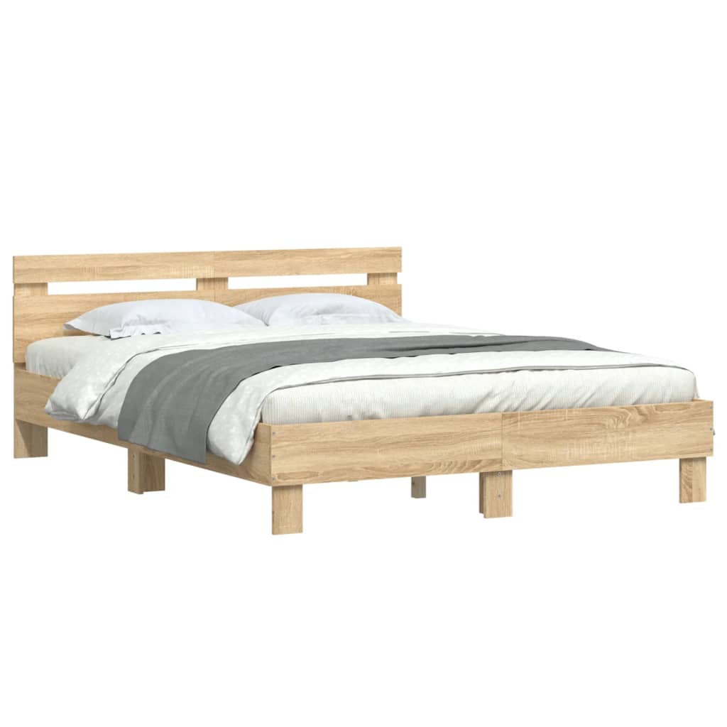 Sengeramme med hodegavl sonoma eik 140x200 cm konstruert tre