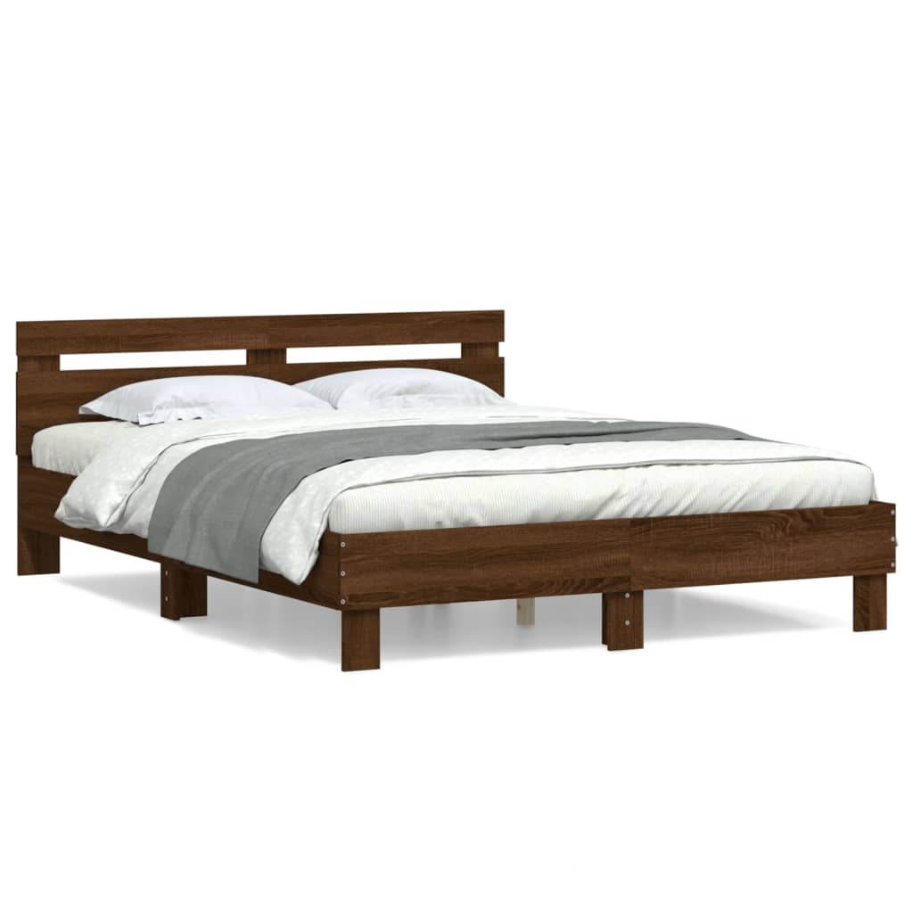 Sengeramme med hodegavl brun eik 140x200 cm konstruert tre