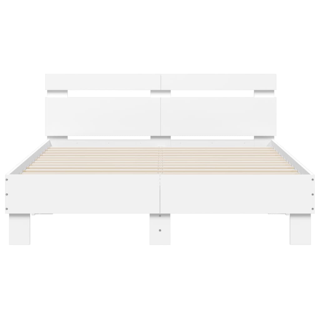 Sengeramme med hodegavl hvit 120x200 cm konstruert tre