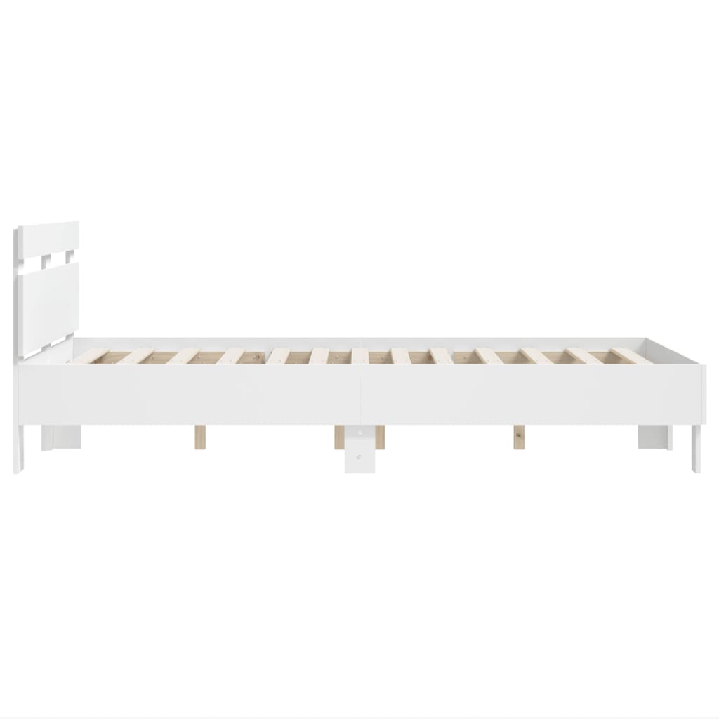 Sengeramme med hodegavl hvit 120x200 cm konstruert tre