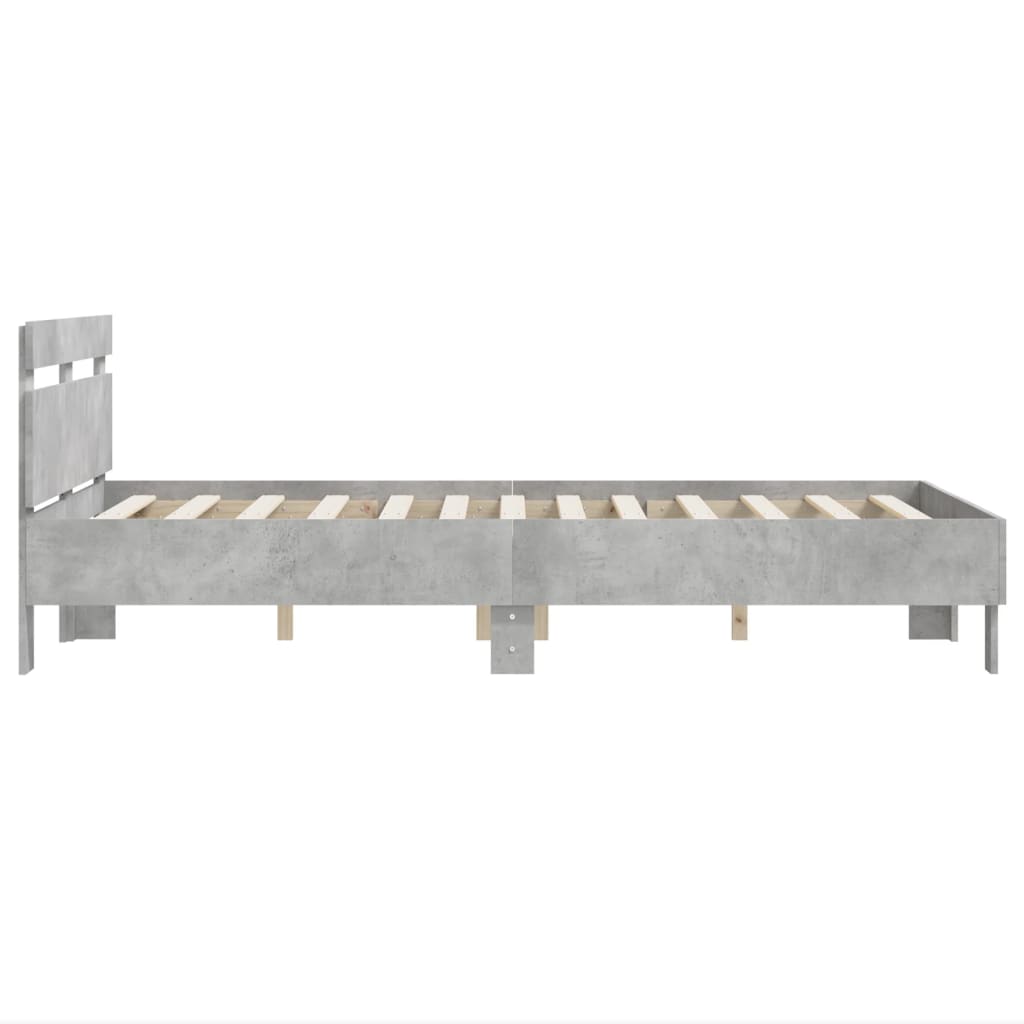 Sengeramme med hodegavl betonggrå 120x200 cm konstruert tre