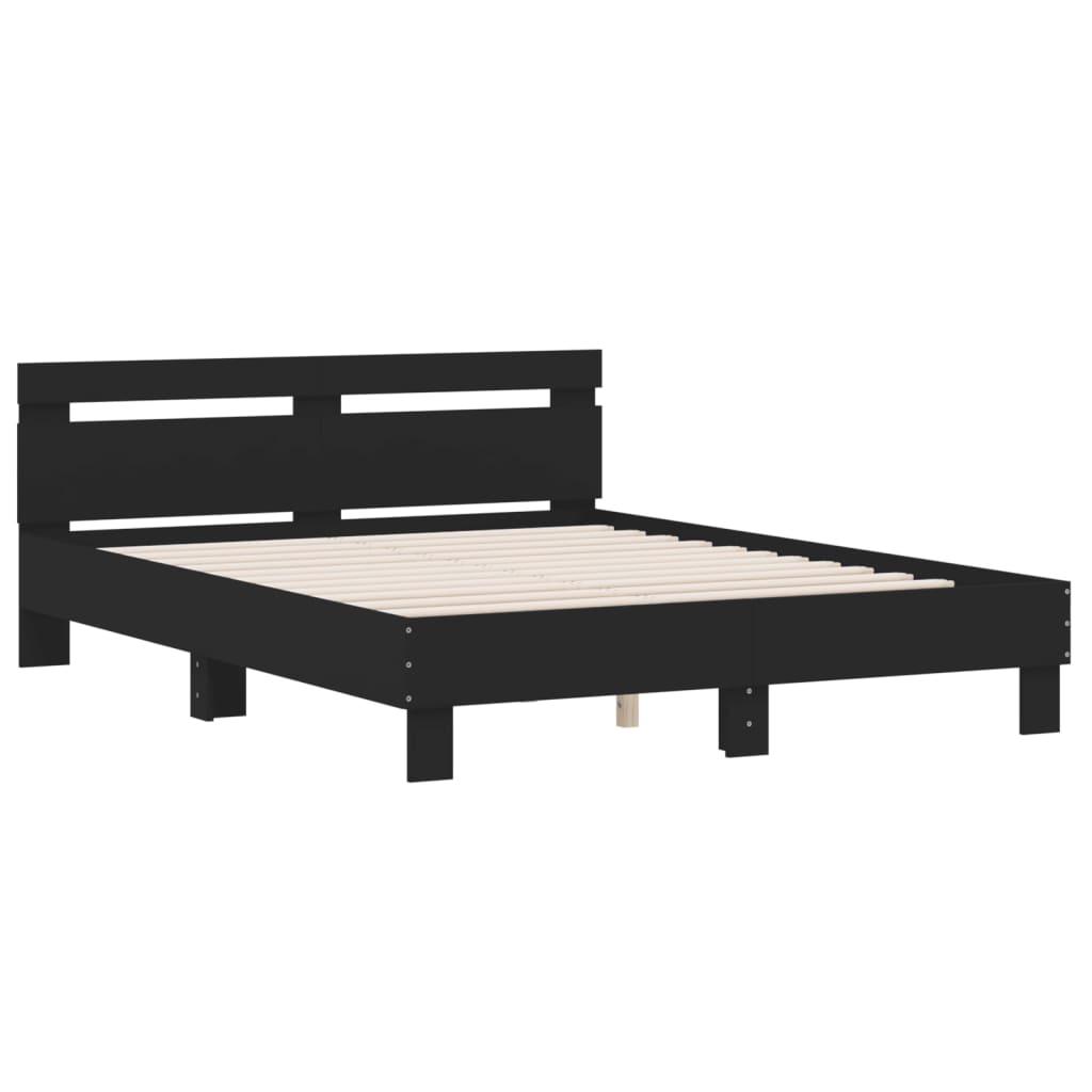 Sengeramme med hodegavl svart 140x190 cm konstruert tre