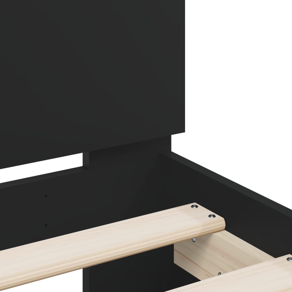 Sengeramme med hodegavl svart 140x190 cm konstruert tre