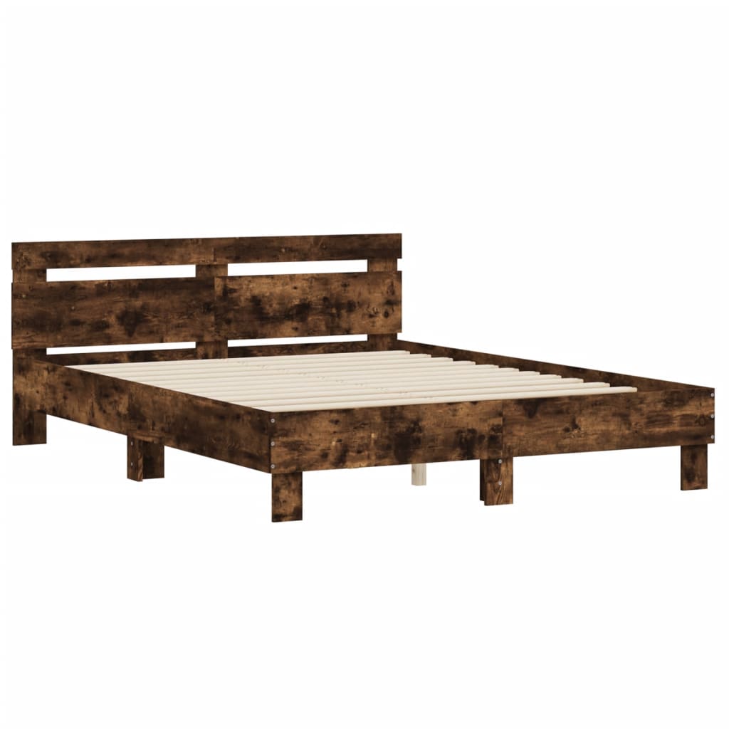 Sengeramme med hodegavl røkt eik 140x190 cm konstruert tre