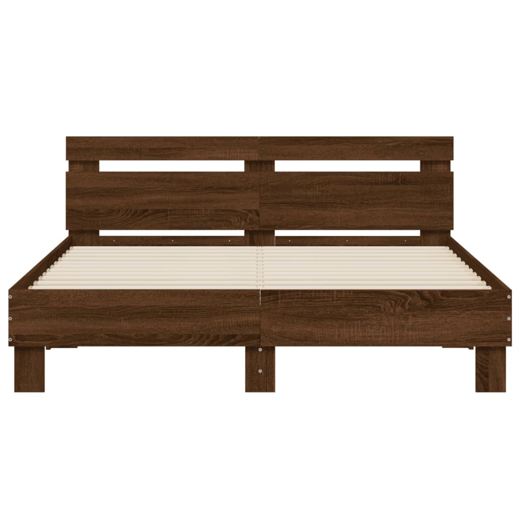 Sengeramme med hodegavl brun eik 140x190 cm konstruert tre