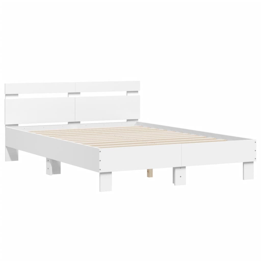 Sengeramme med hodegavl hvit 135x190 cm konstruert tre