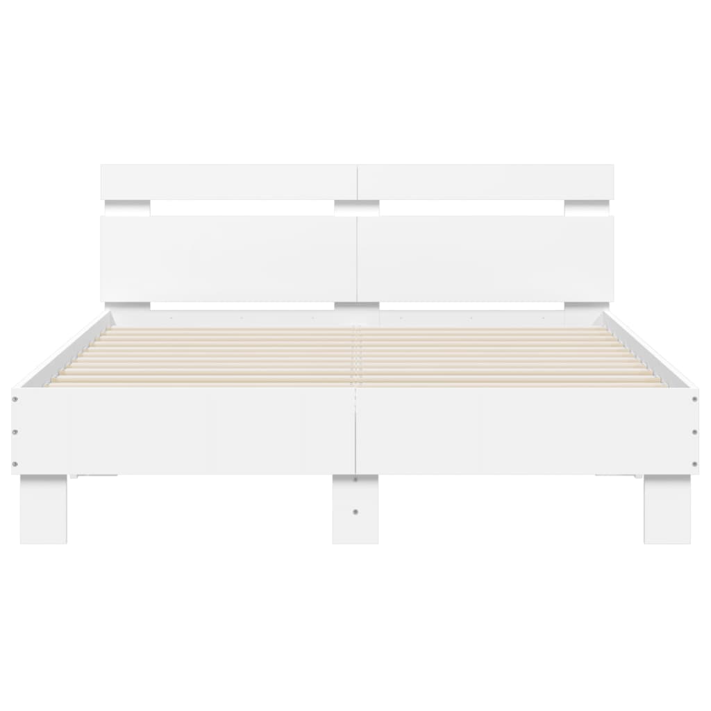 Sengeramme med hodegavl hvit 135x190 cm konstruert tre