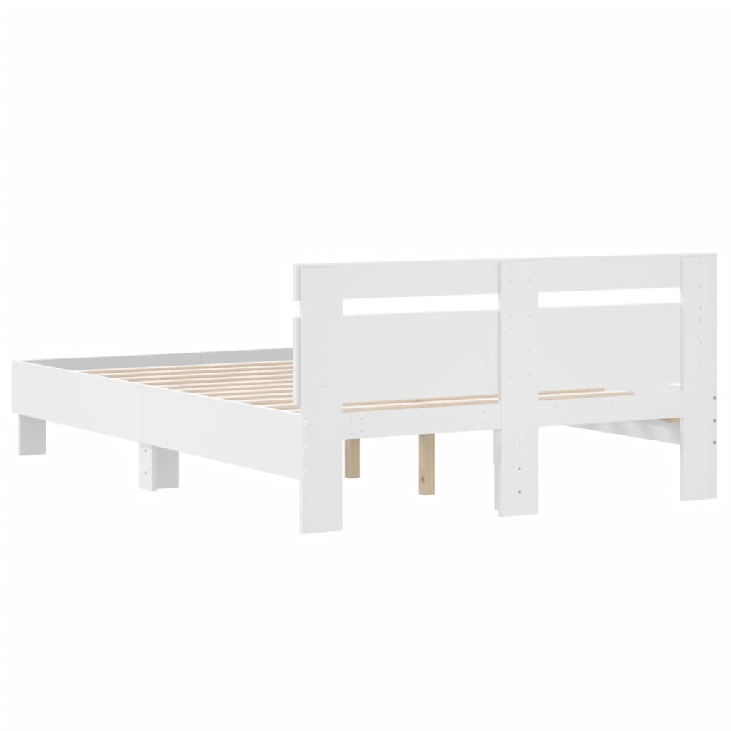 Sengeramme med hodegavl hvit 135x190 cm konstruert tre