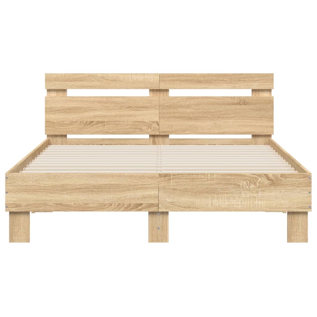 Sengeramme med hodegavl sonoma eik 135x190 cm konstruert tre