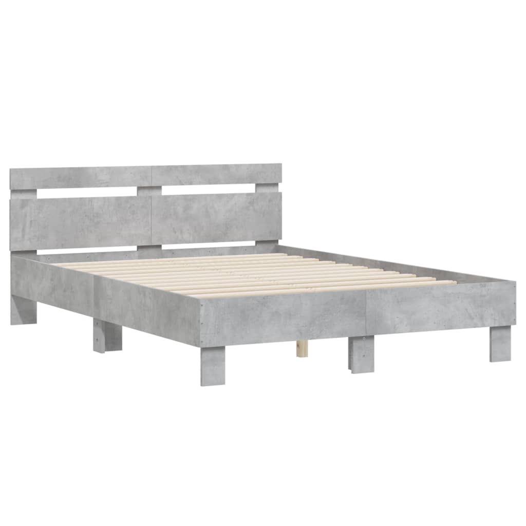 Sengeramme med hodegavl betonggrå 135x190 cm konstruert tre