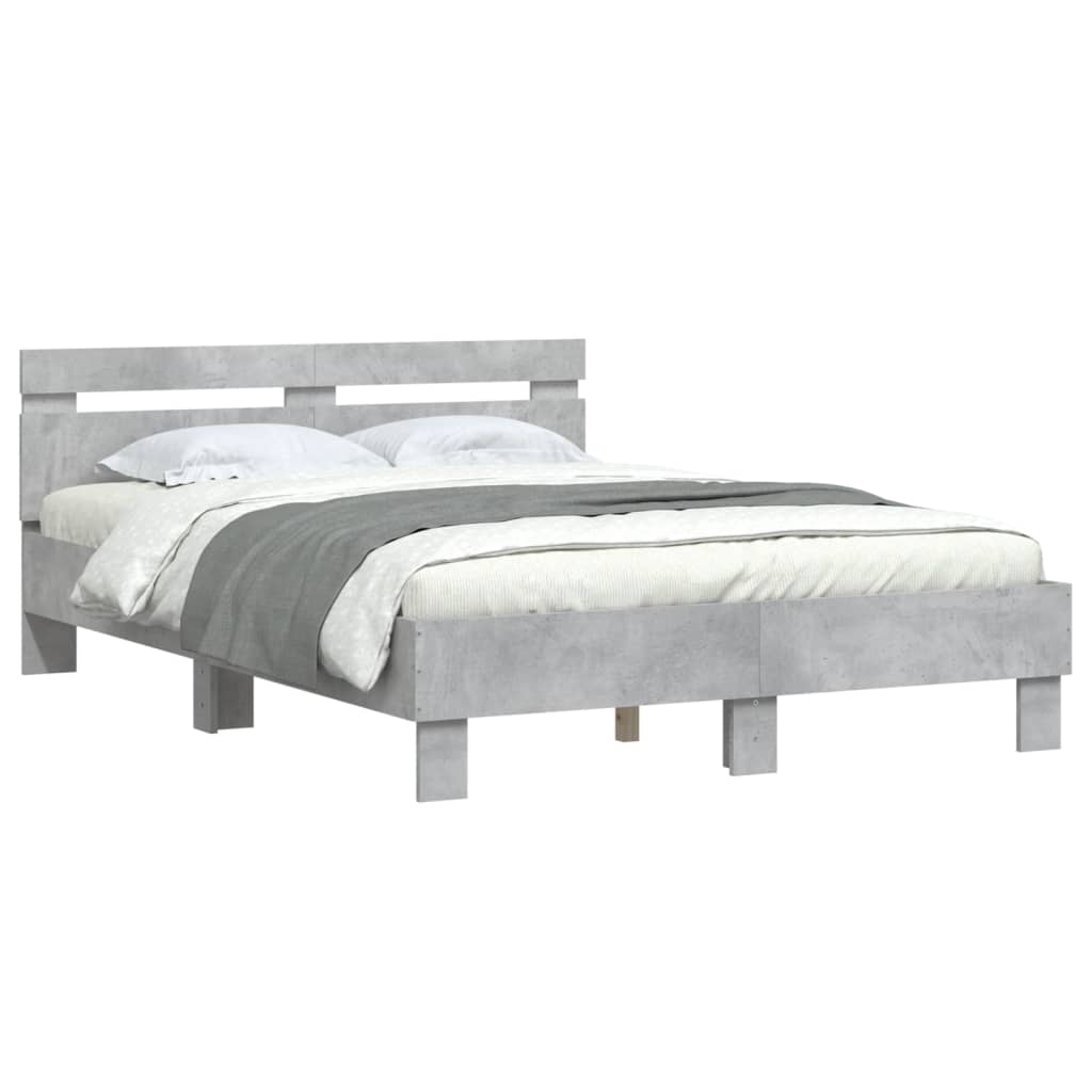 Sengeramme med hodegavl betonggrå 135x190 cm konstruert tre