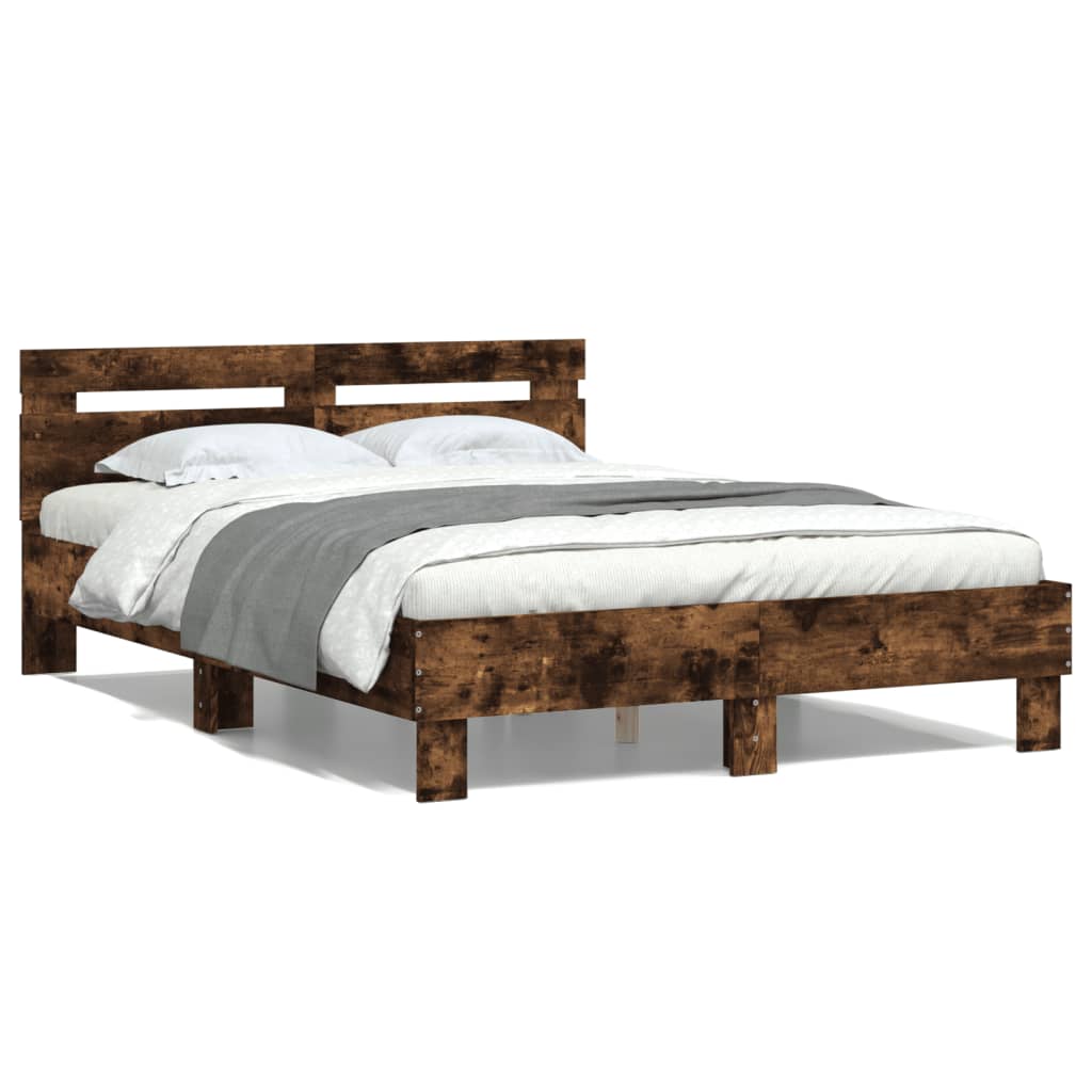 Sengeramme med hodegavl røkt eik 135x190 cm konstruert tre