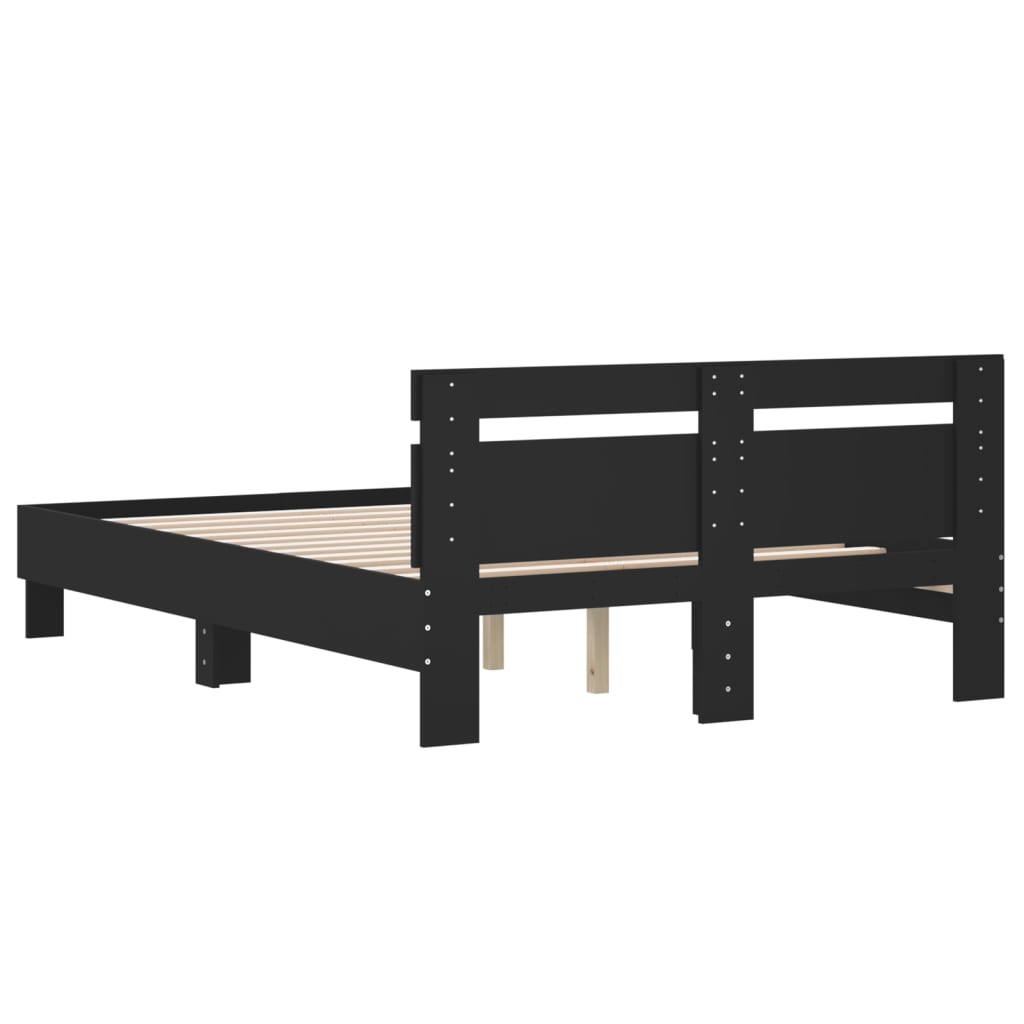 Sengeramme med hodegavl svart 120x190 cm konstruert tre