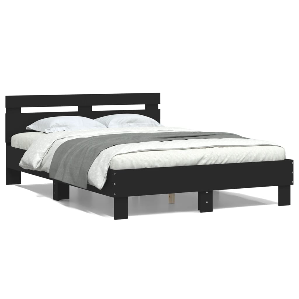Sengeramme med hodegavl svart 120x190 cm konstruert tre