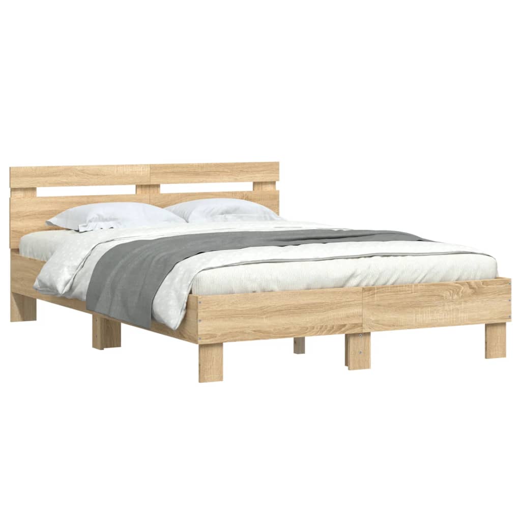 Sengeramme med hodegavl sonoma eik 120x190 cm konstruert tre