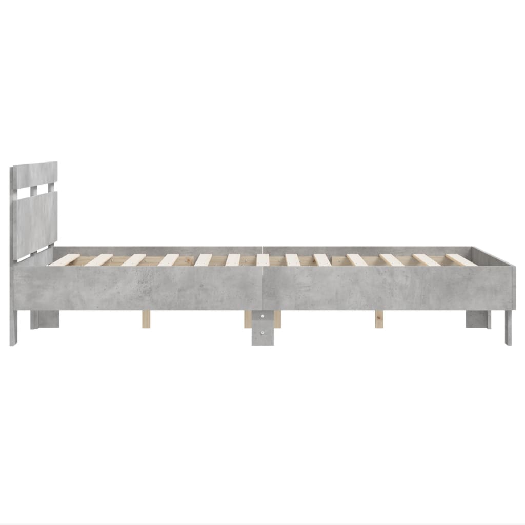 Sengeramme med hodegavl betonggrå 120x190 cm konstruert tre