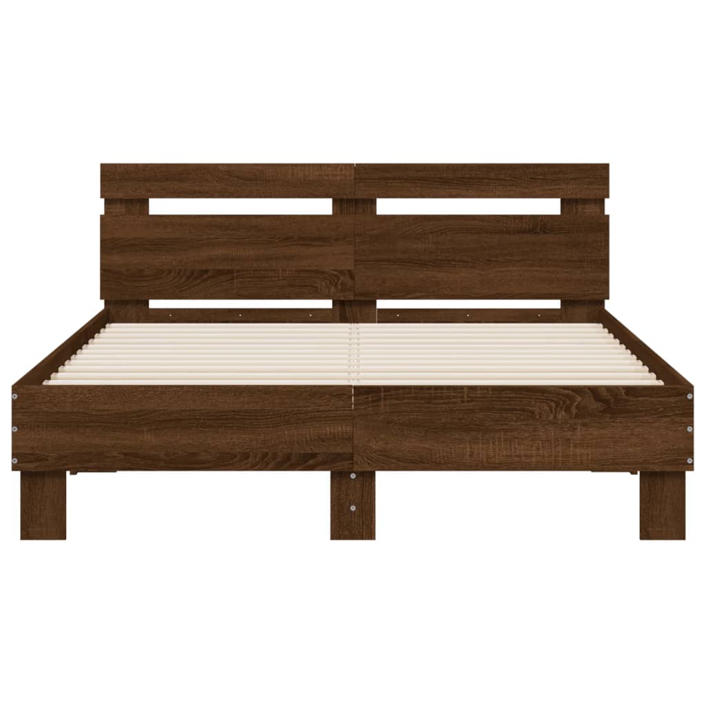 Sengeramme med hodegavl brun eik 120x190 cm konstruert tre