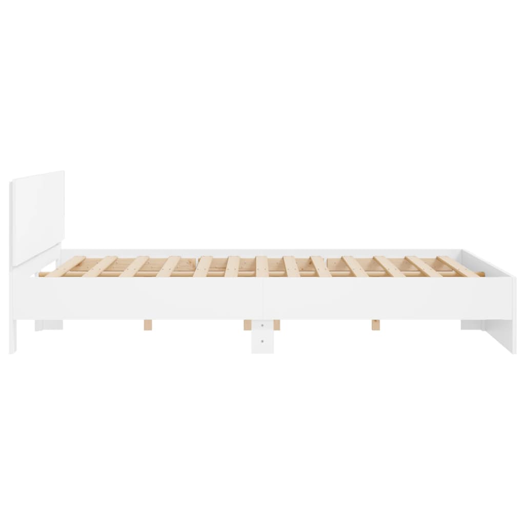 Sengeramme med sengegavl hvit 200x200 cm