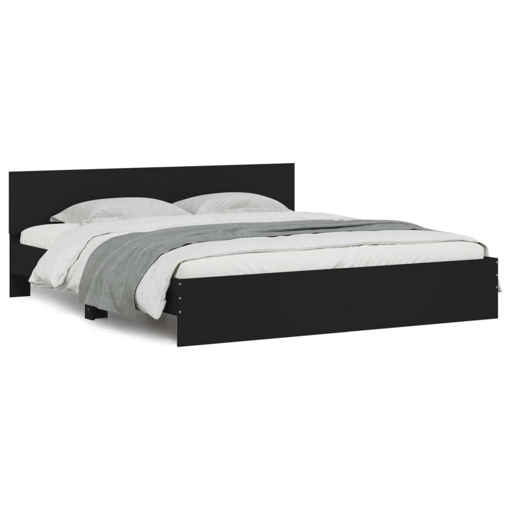 Sengeramme med hodegavl svart 200x200 cm