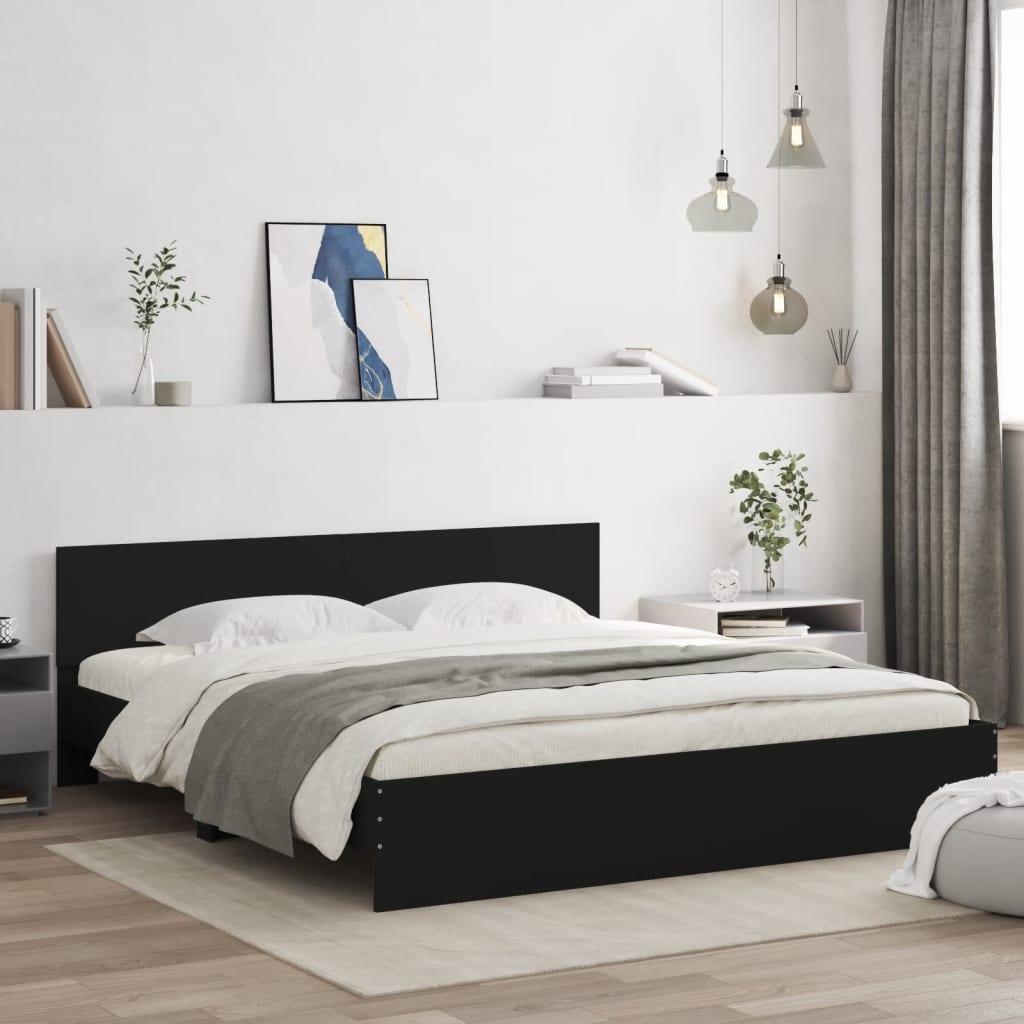 Sengeramme med hodegavl svart 180x200 cm