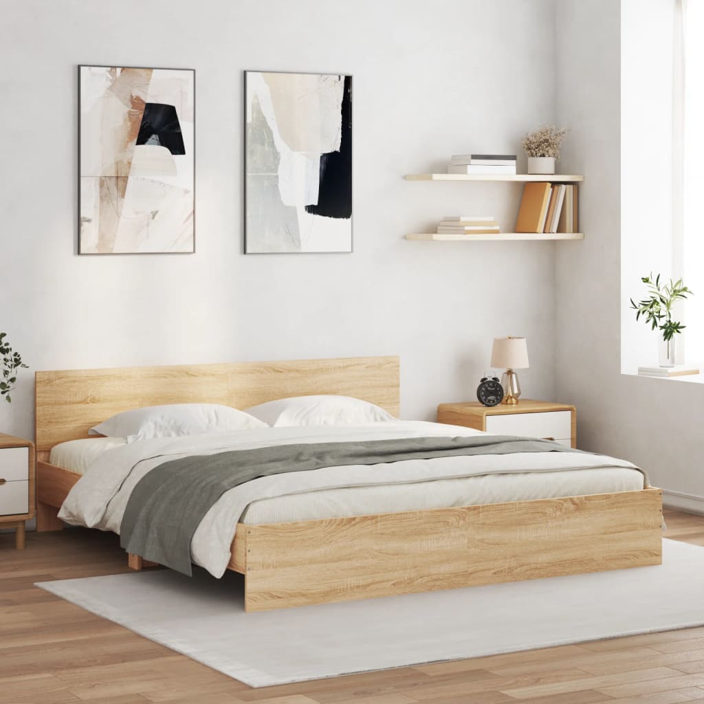 Sengeramme med hodegavl sonoma eik 180x200 cm