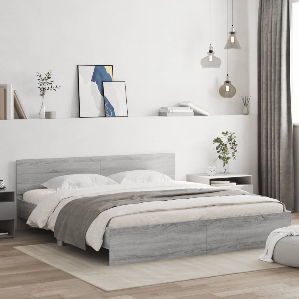 Sengeramme med hodegavl grå sonoma 180x200 cm