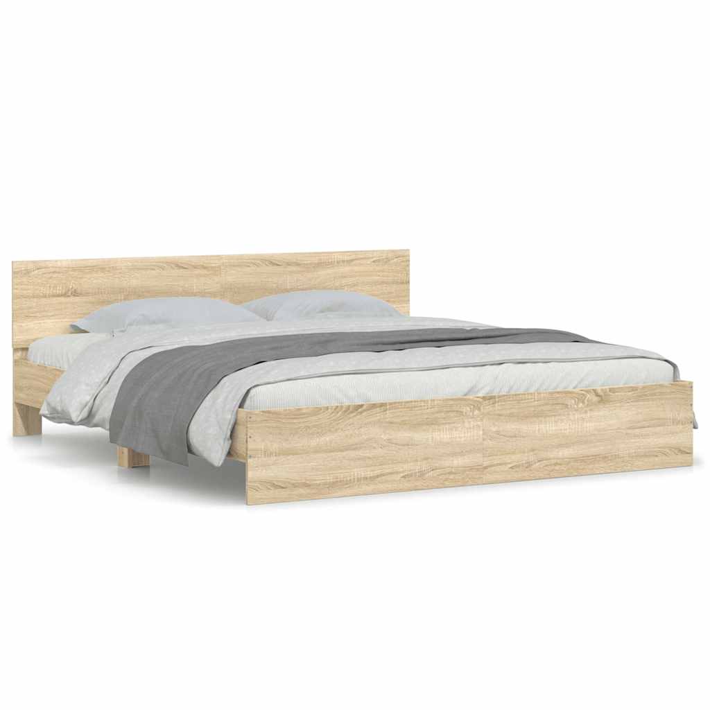 Sengeramme med hodegavl sonoma eik 160x200 cm