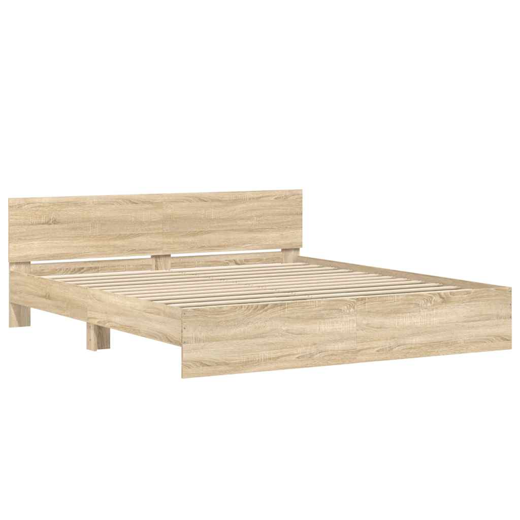 Sengeramme med hodegavl sonoma eik 160x200 cm