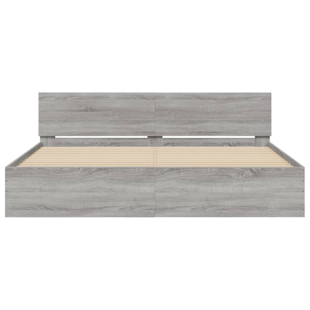 Sengeramme med hodegavl grå sonoma 160x200 cm