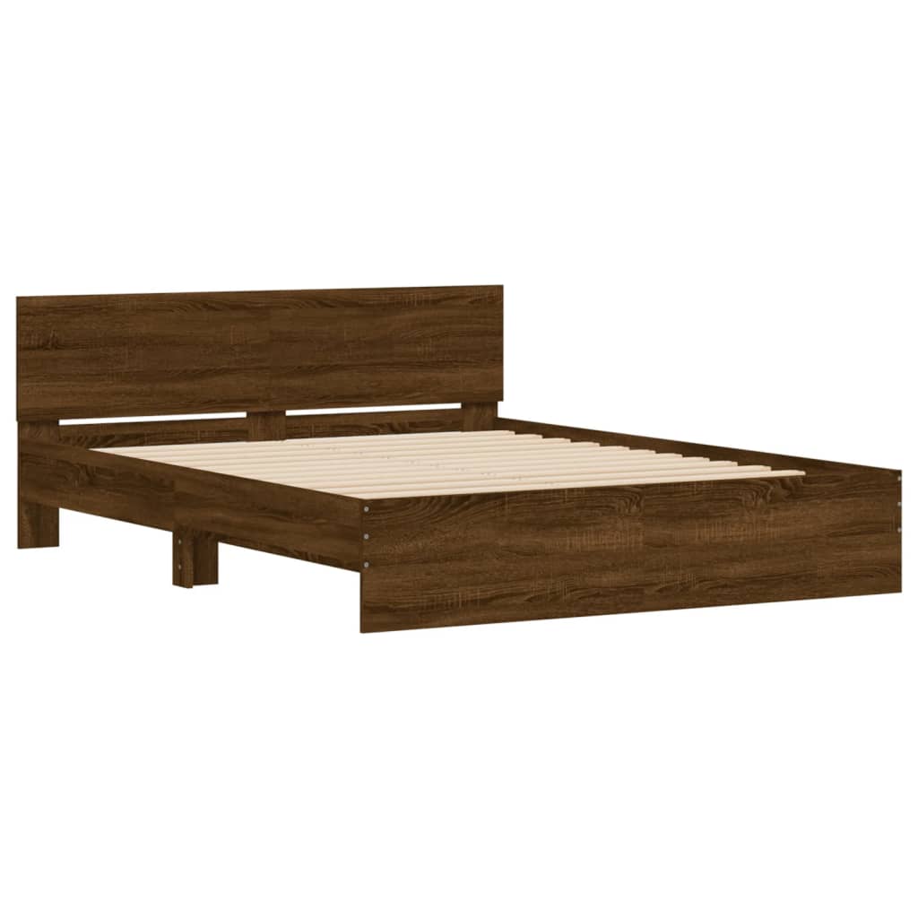 Sengeramme med hodegavl brun eik 150x200 cm