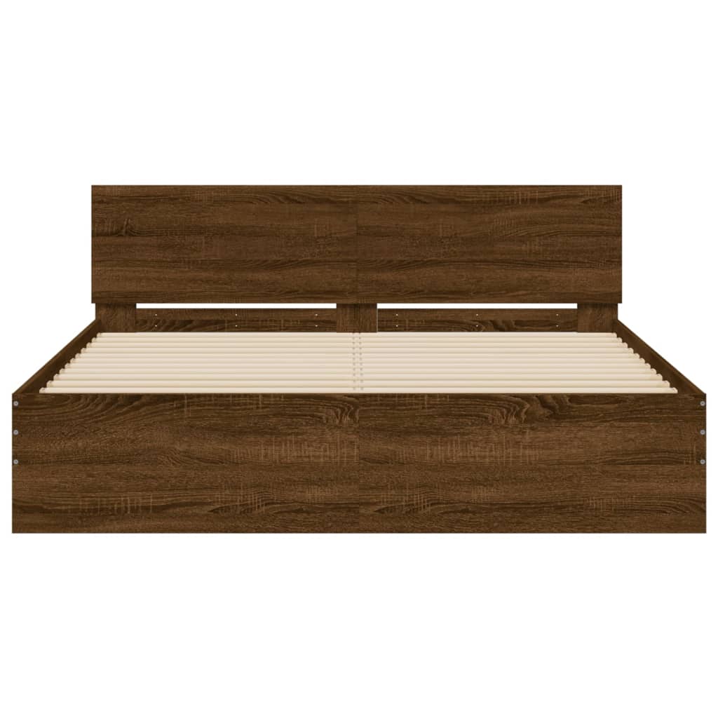 Sengeramme med hodegavl brun eik 150x200 cm