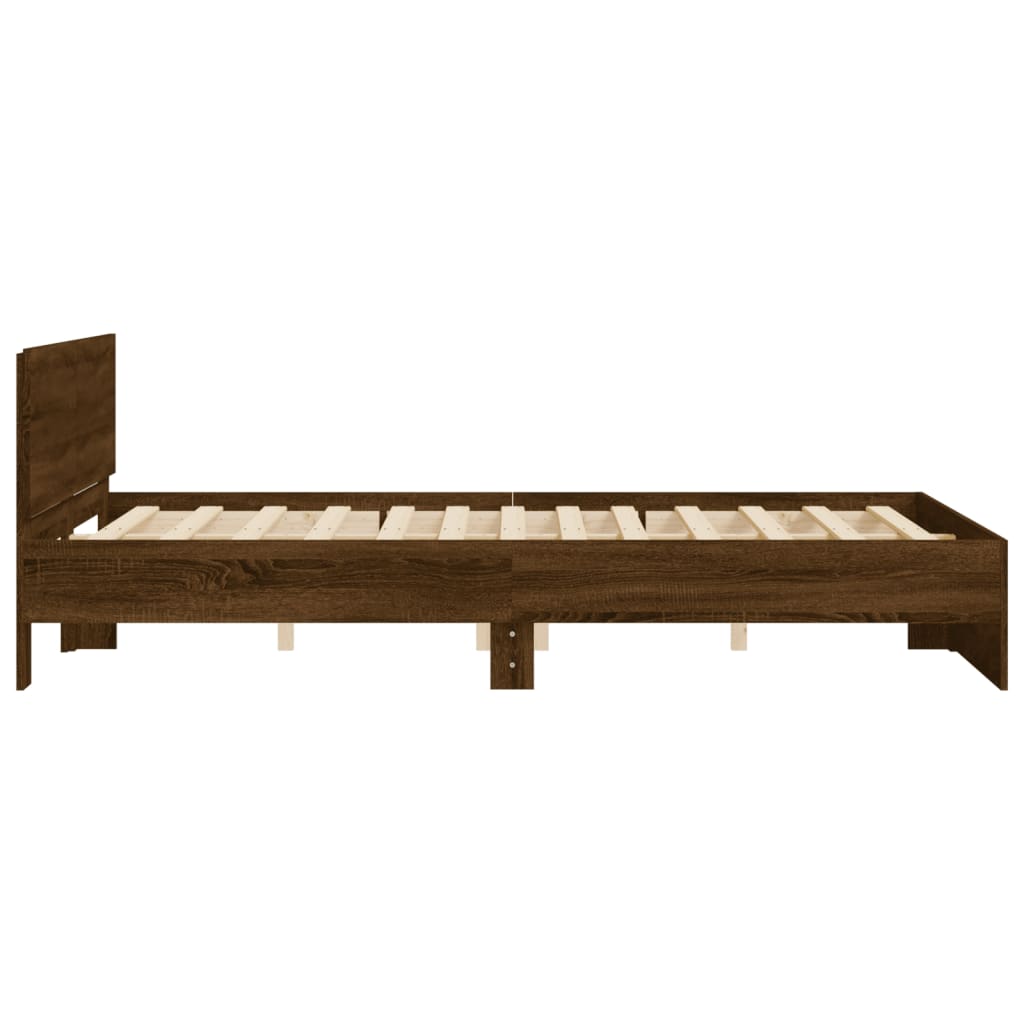 Sengeramme med hodegavl brun eik 150x200 cm
