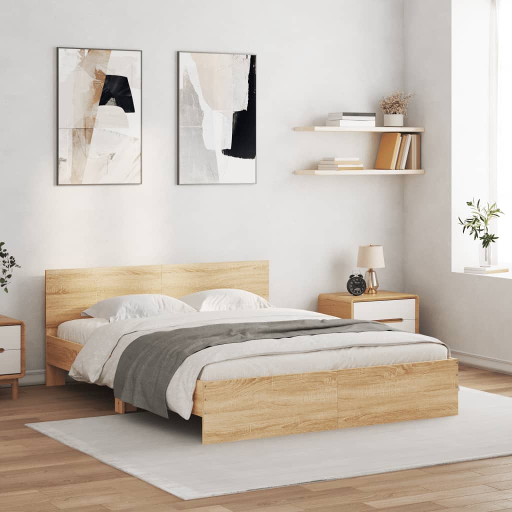 Sengeramme med hodegavl sonoma eik 140x200 cm