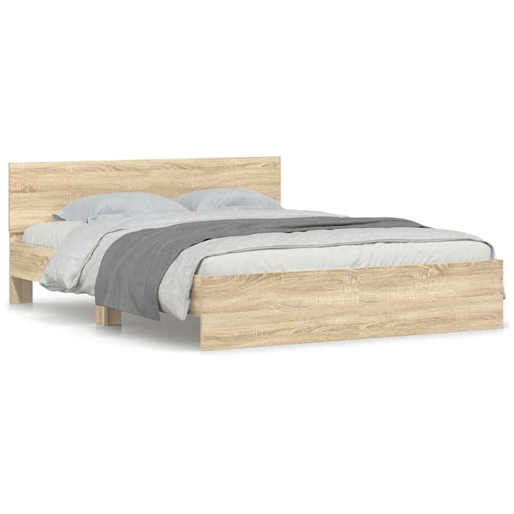 Sengeramme med hodegavl sonoma eik 140x190 cm