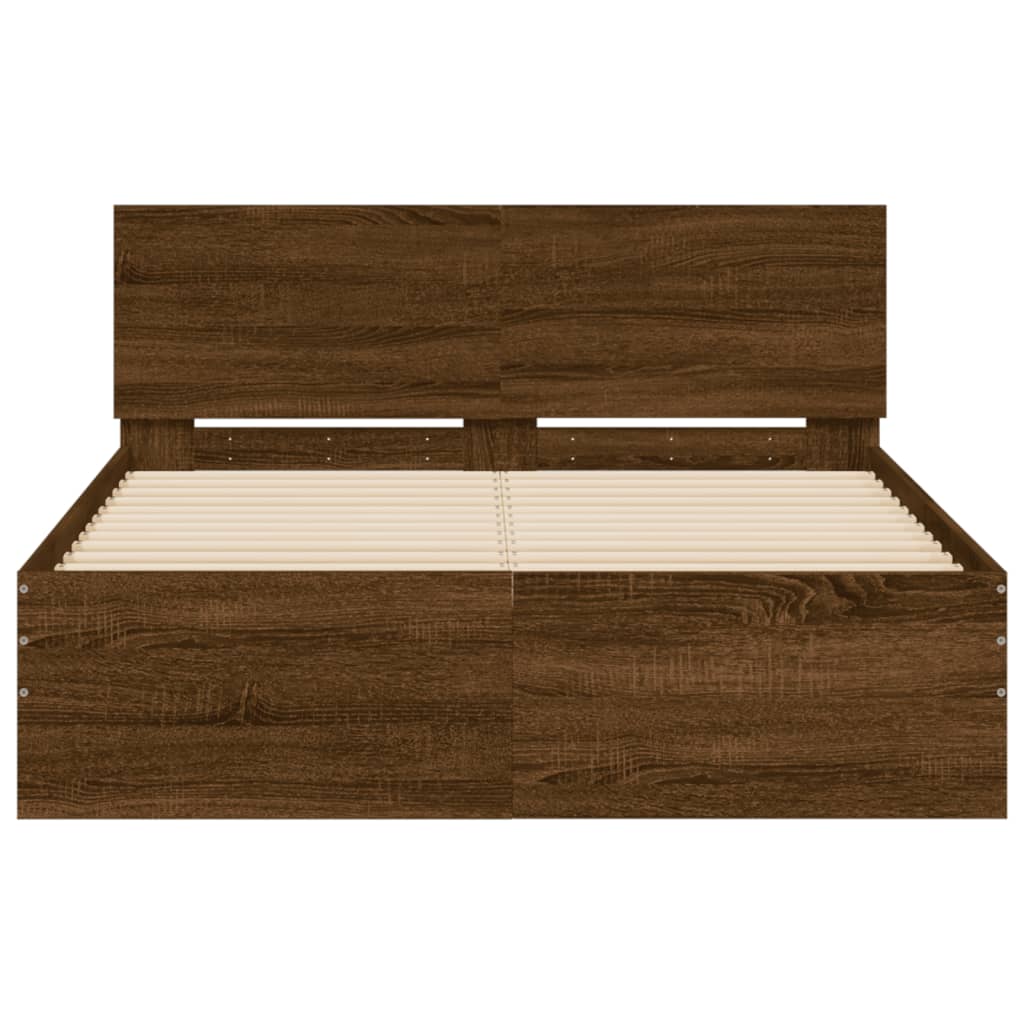 Sengeramme med hodegavl brun eik 120x190 cm