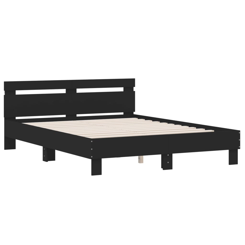 Sengeramme med LED uten Madrass Sort 150x200 cm
