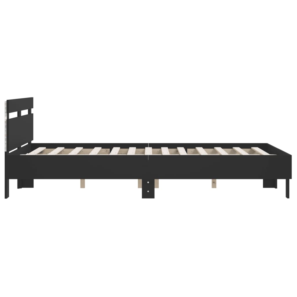 Sengeramme med LED uten Madrass Sort 150x200 cm