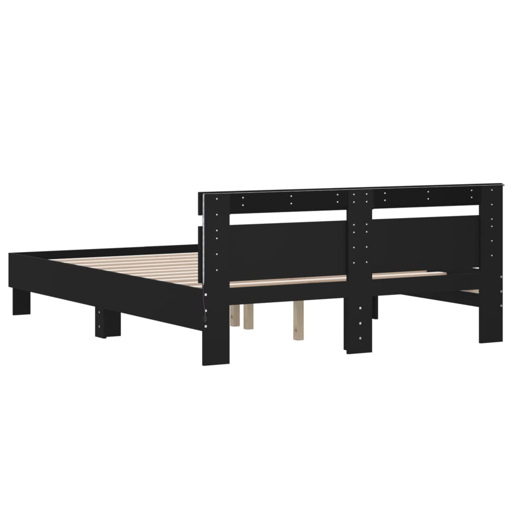 Sengeramme med LED uten Madrass Sort 150x200 cm