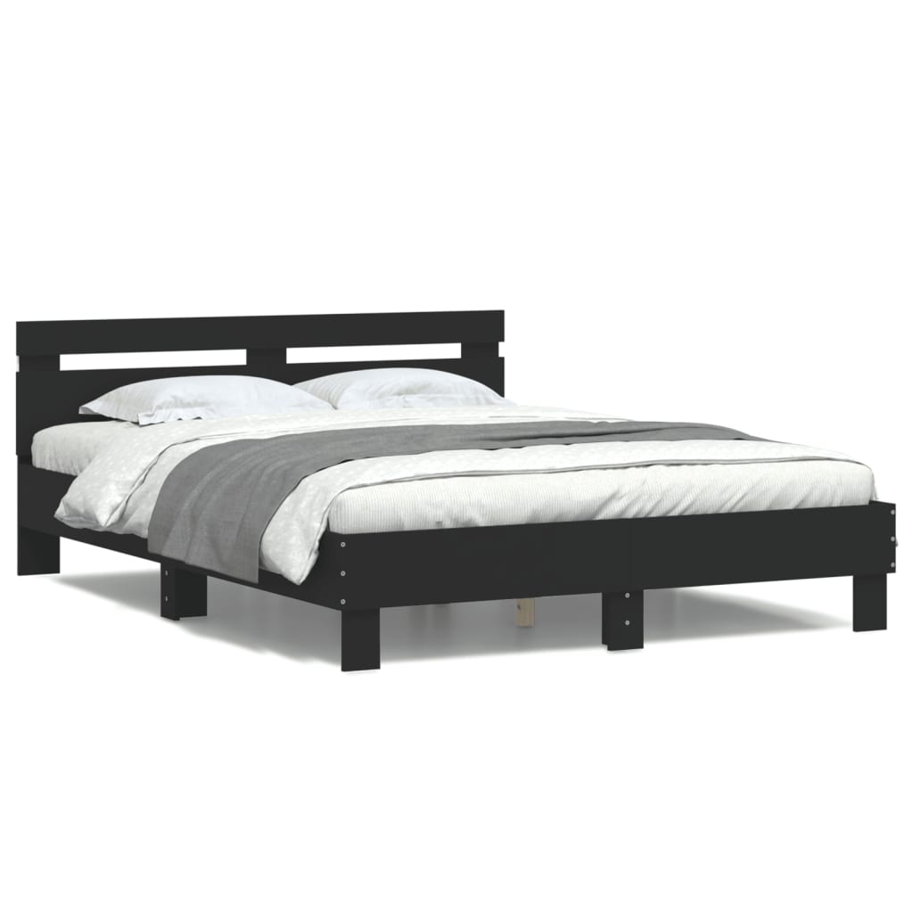 Sengeramme med LED uten Madrass Sort 150x200 cm