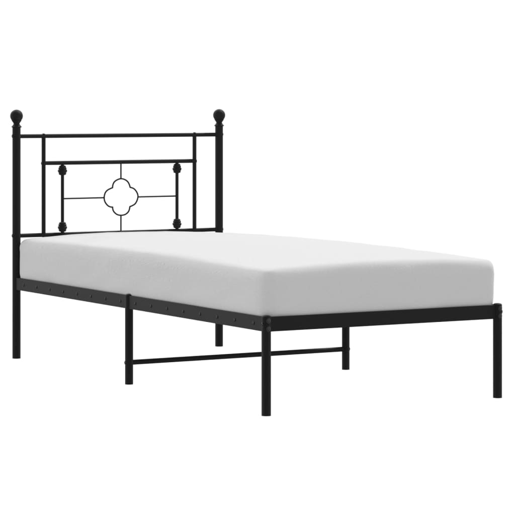 Sengeramme i metall med hodegavl svart 90x200 cm vidaXL