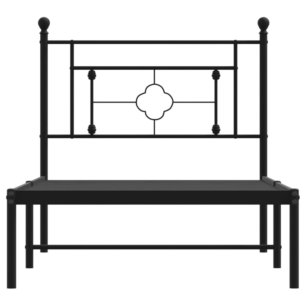 Sengeramme i metall med hodegavl svart 90x200 cm vidaXL