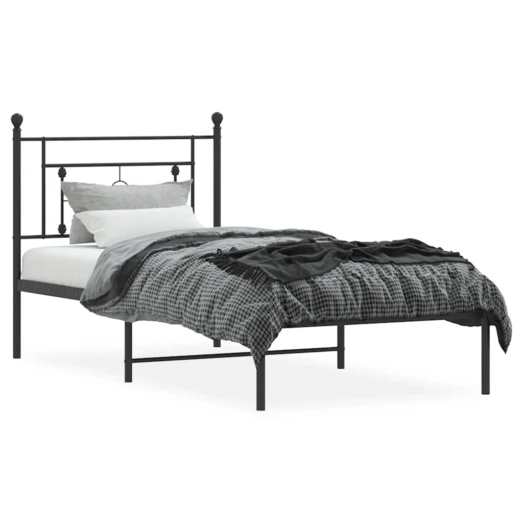 Sengeramme i metall med hodegavl svart 100x200 cm