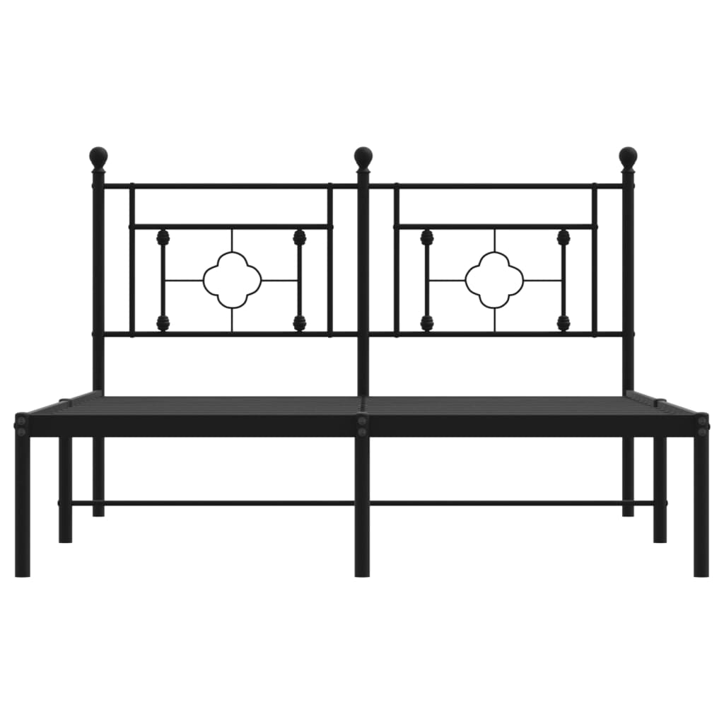 Sengeramme i metall med sengegavl svart 140x200 cm
