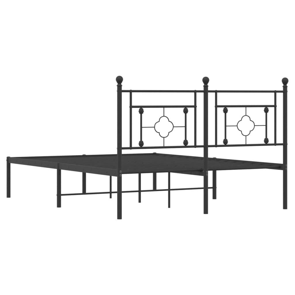 Sengeramme i metall med sengegavl svart 140x200 cm