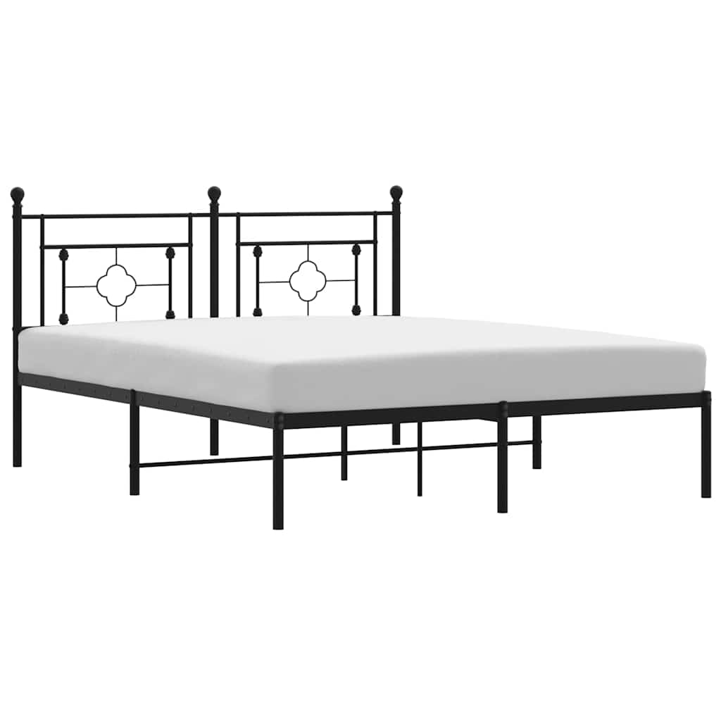 Sengeramme i metall med sengegavl svart 150x200 cm